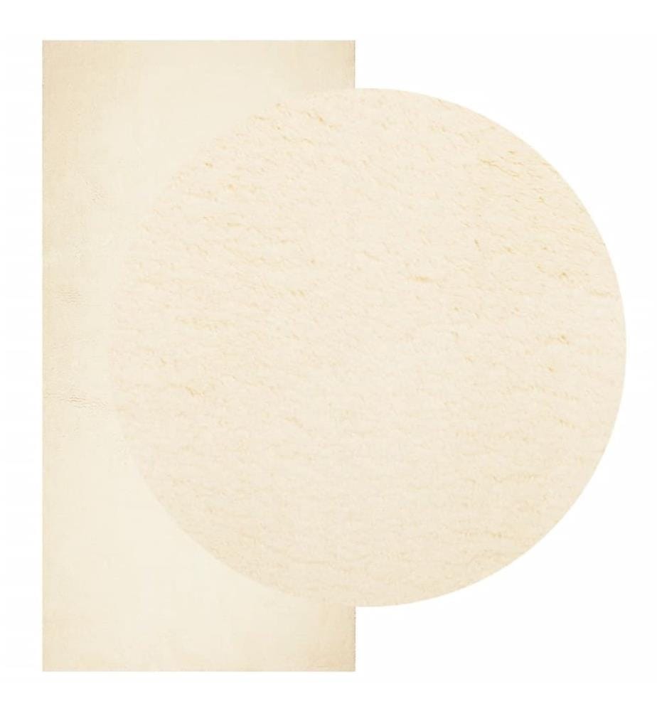 Tapis HUARTE à poils courts doux et lavable crème 100x200 cm