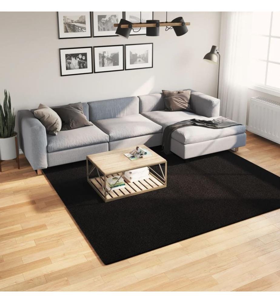 Tapis à poils courts doux et lavable noir 240x240 cm