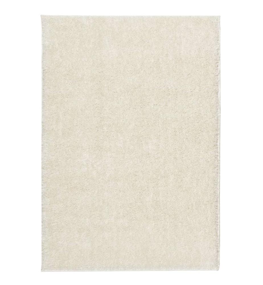 Tapis ISTAN à poils longs aspect brillant crème 140x200 cm