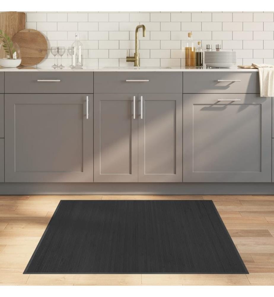 Teppich Quadratisch Grau 100x100 cm Bambus
