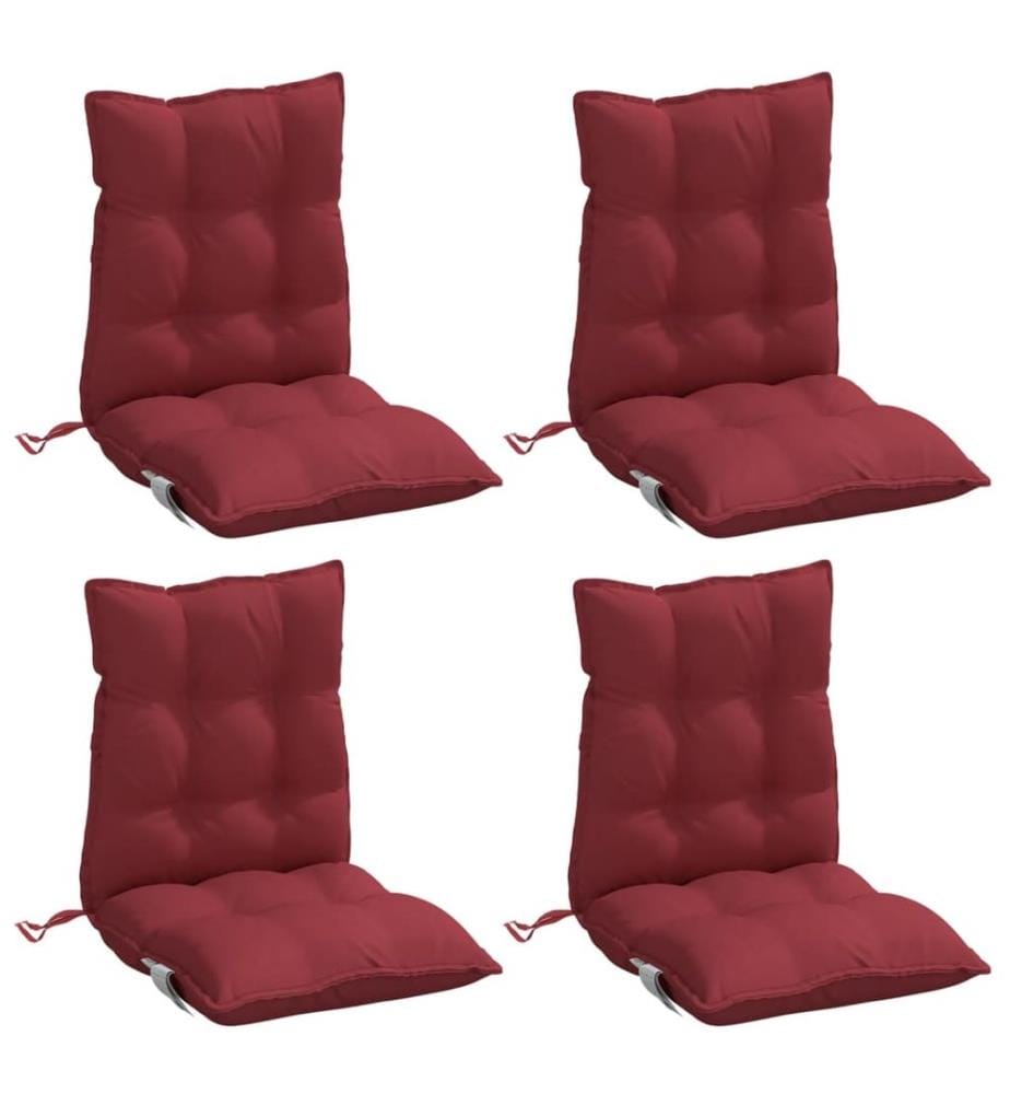 Coussins de chaise à dossier bas lot de 4 rouge bordeaux