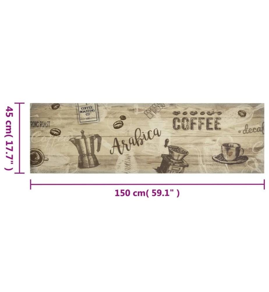 Küchenteppich Waschbar Kaffee Braun 45x150 cm Samt