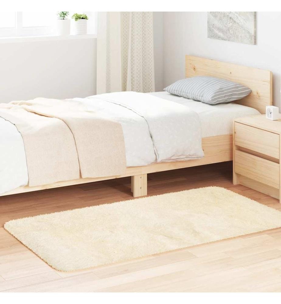 Tapis Shaggy à poils longs NAVARRA crème 80x150 cm polyester