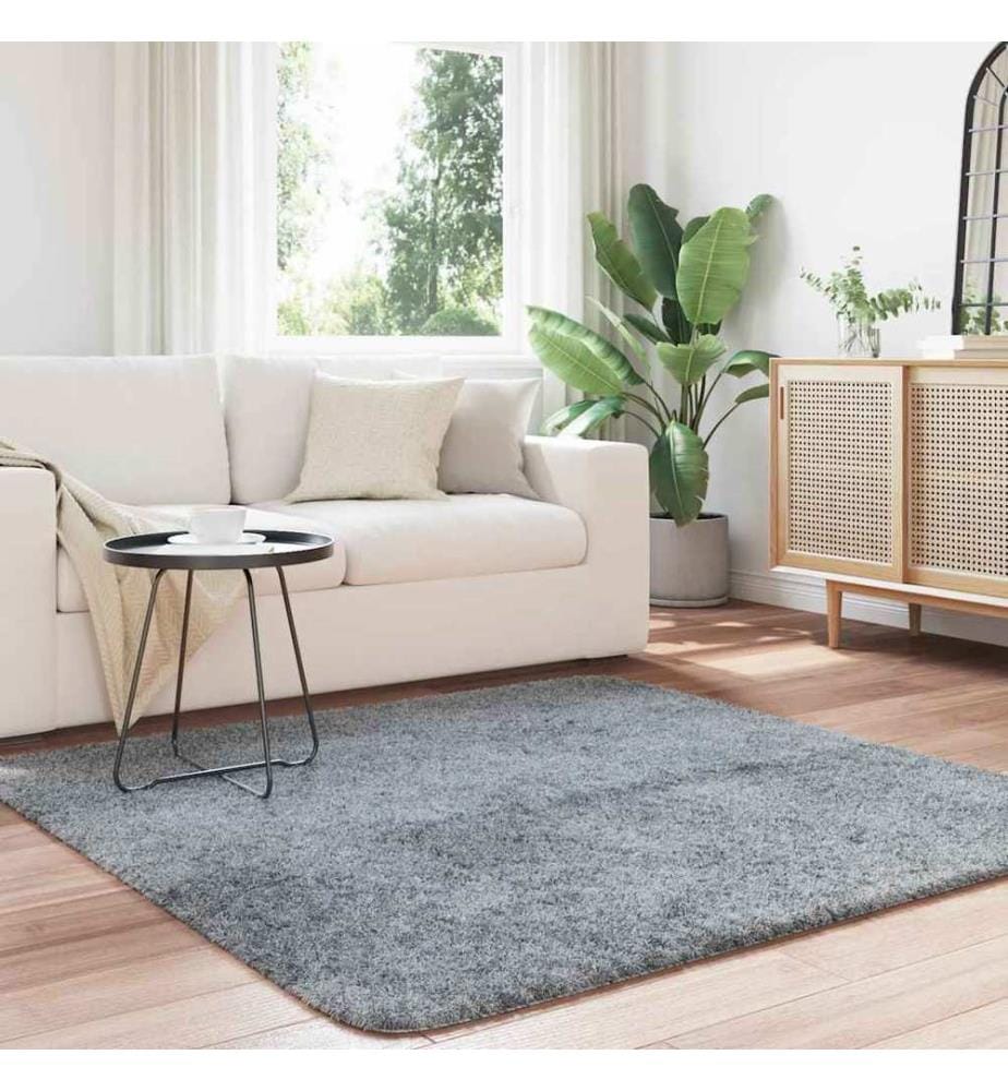 Teppich Shaggy Hochflor NAVARRA Hellgrau 160x160 cm Polyester