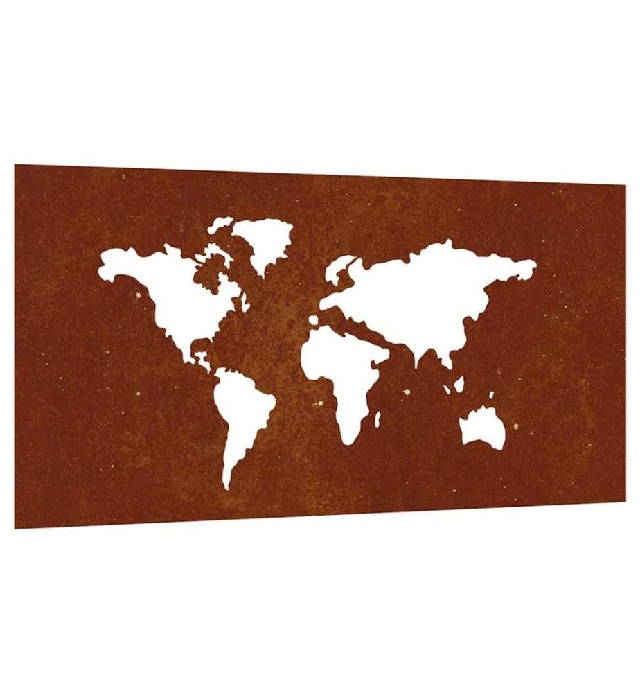 Garten-Wanddeko 105x55 cm Cortenstahl Weltkarten-Design