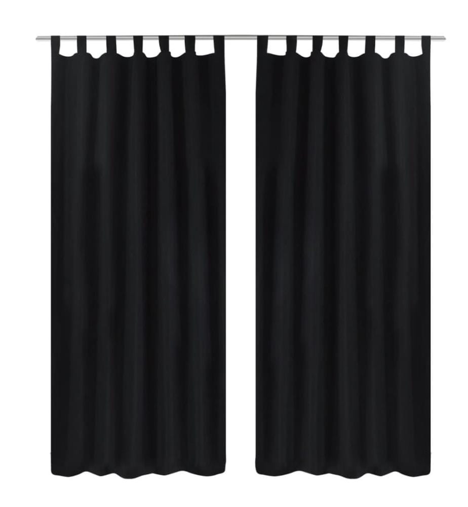 Vorhänge Gardinen aus Satin 2-teilig  140 x 225 cm Schwarz