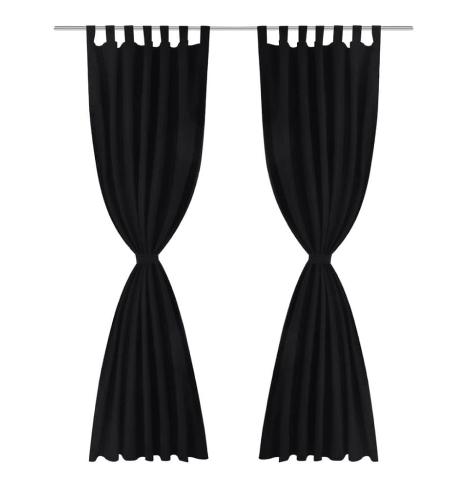 Vorhänge Gardinen aus Satin 2-teilig  140 x 225 cm Schwarz