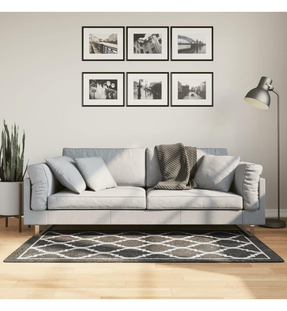 Tapis lavable noir et blanc 80x150 cm antidérapant