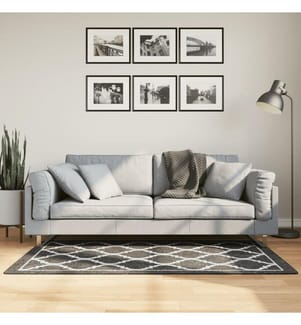 Teppich Waschbar Schwarz und Weiss 80x150 cm Rutschfest