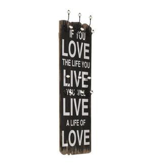 Porte-manteau mural avec 6 crochets 120 x 40 cm LOVE LIVE