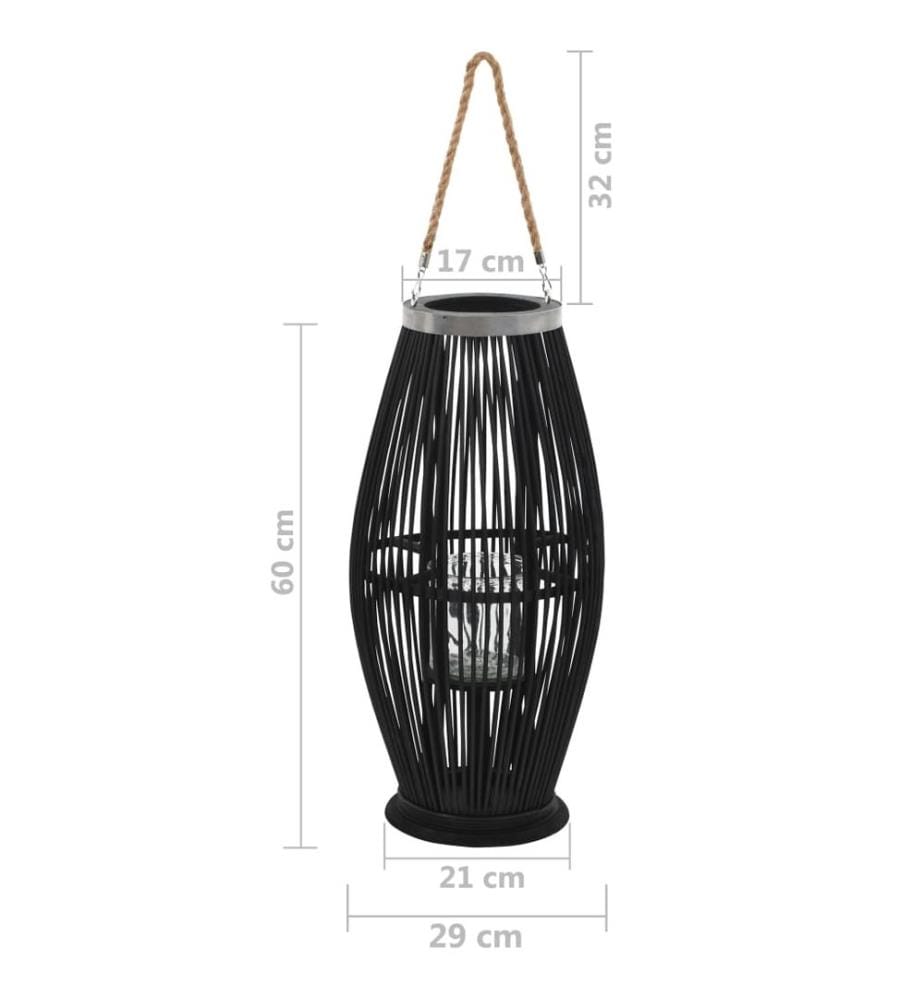 Bougeoir suspendu Bambou Noir 60 cm