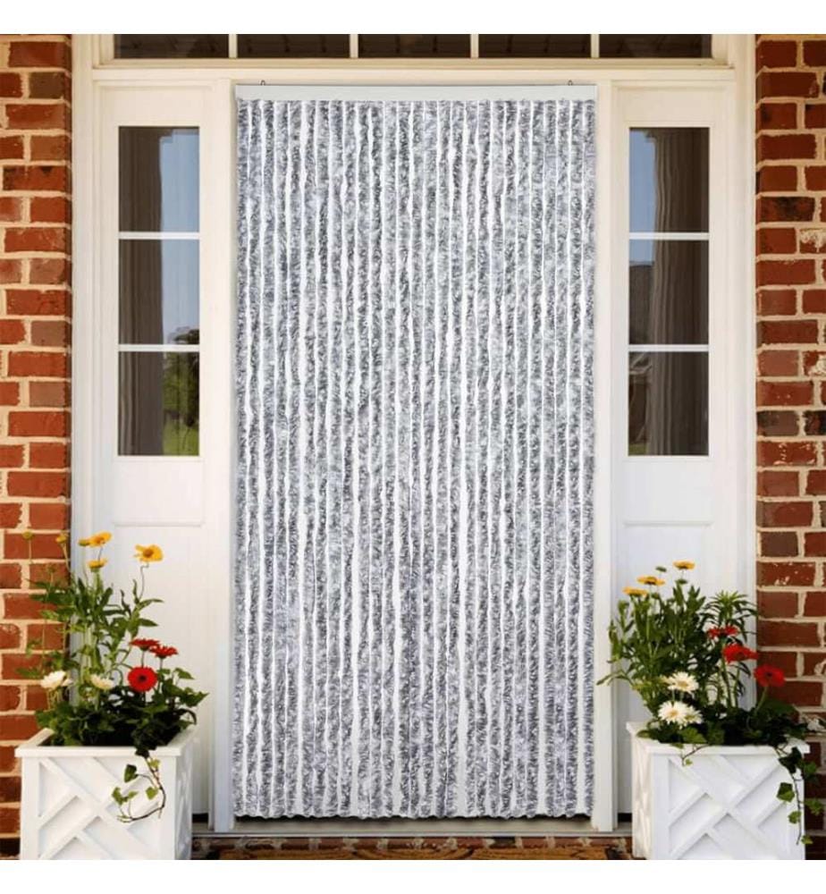 Insektenschutz-Vorhang Weiss und Grau 118x220 cm Chenille