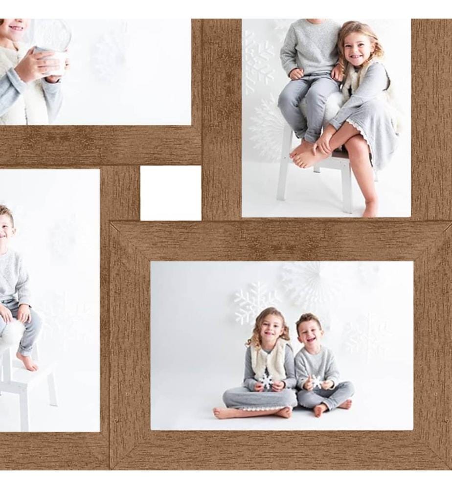 Collage Bilderrahmen für 4x(13x18 cm) Fotos Hellbraun MDF