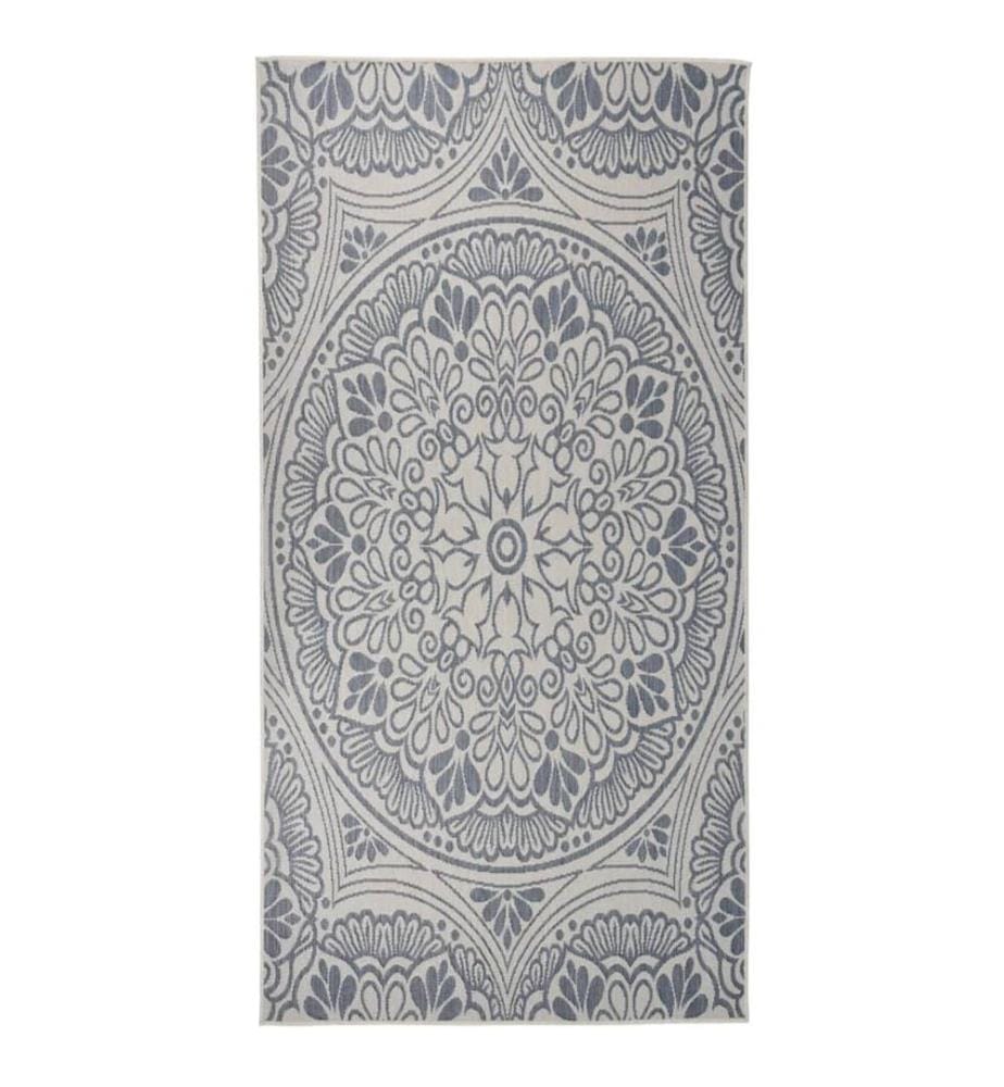Outdoor-Teppich Flachgewebe 100x200 cm Blaues Muster