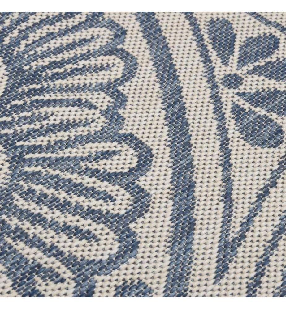 Outdoor-Teppich Flachgewebe 100x200 cm Blaues Muster