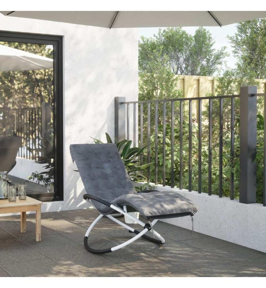 Coussin de chaise longue gris 160x50x10 cm similicuir daim