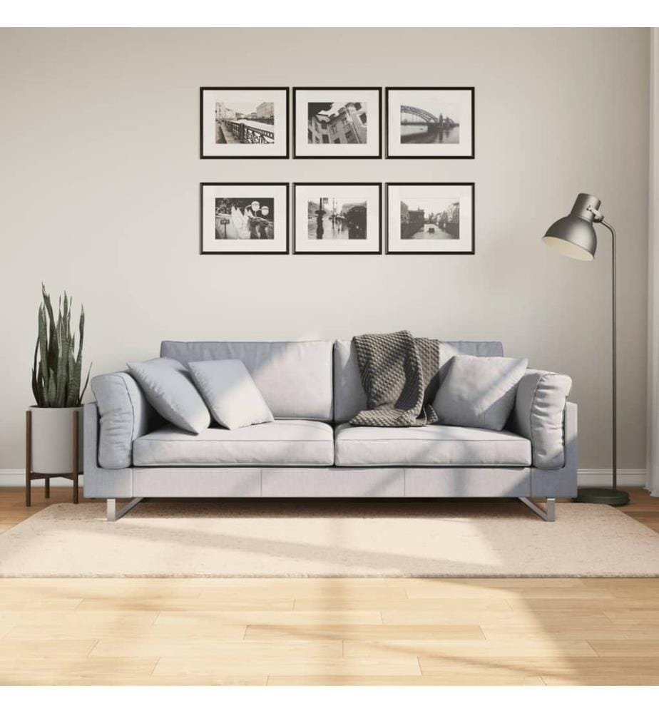 Tapis à poils courts doux et lavable beige 100x200 cm