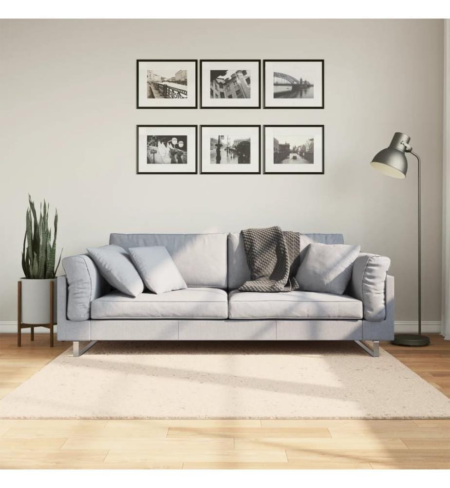 Tapis à poils courts doux et lavable beige 160x160 cm