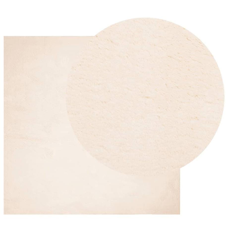 Tapis à poils courts doux et lavable beige 160x160 cm