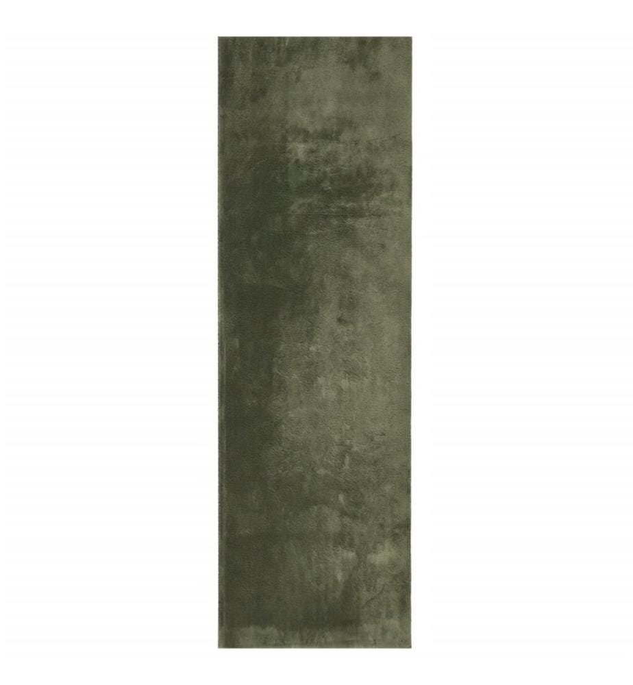 Tapis à poils courts doux et lavable vert forêt 80x250 cm