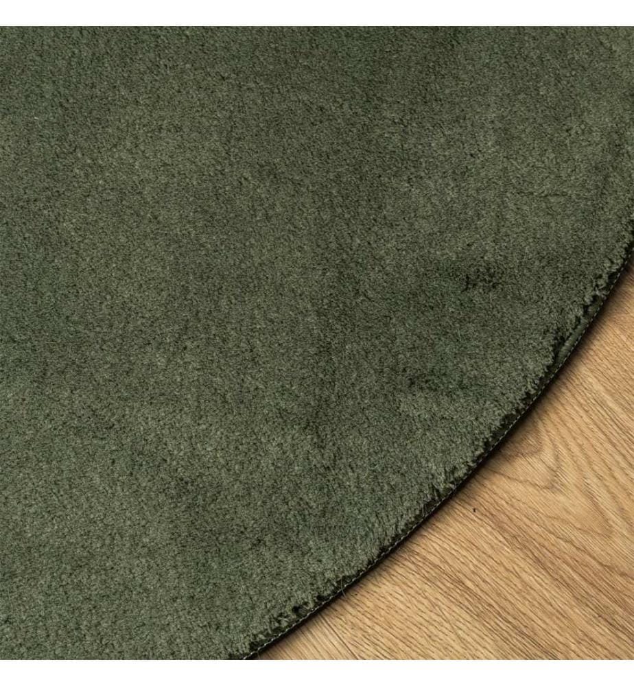 Tapis à poils courts doux et lavable vert forêt Ø 120 cm