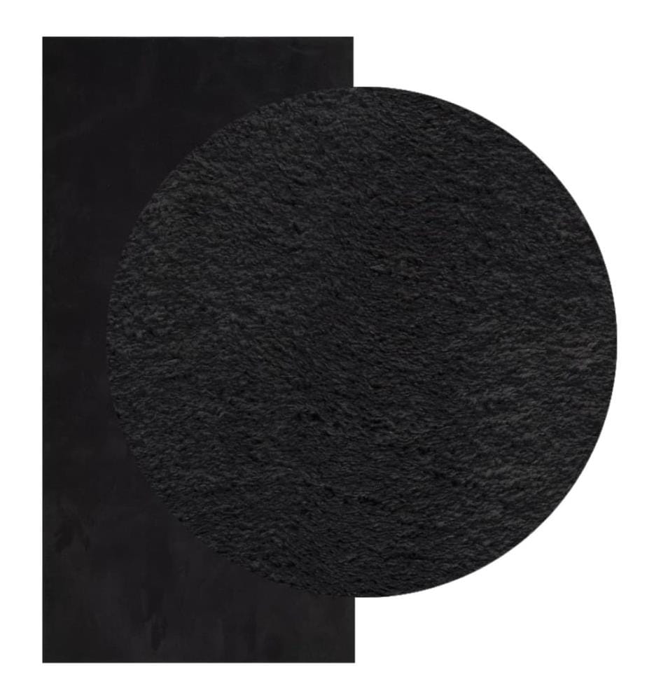 Tapis à poils courts doux et lavable noir 100x200 cm