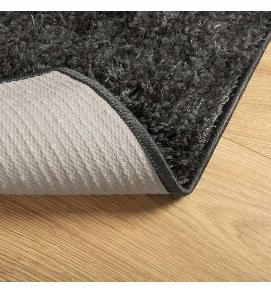 Teppich ISTAN Hochflor Glänzend Anthrazit 80x150 cm