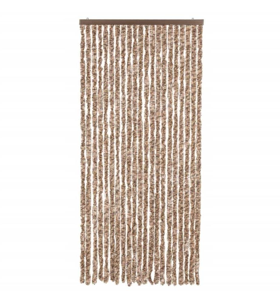 Fliegenvorhang Beige und Dunkelbraun 90x200 cm Chenille