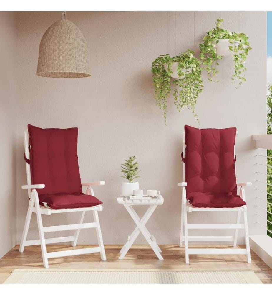 Coussins de chaise à dossier haut lot de 2 rouge bordeaux