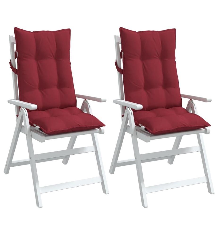 Coussins de chaise à dossier haut lot de 2 rouge bordeaux