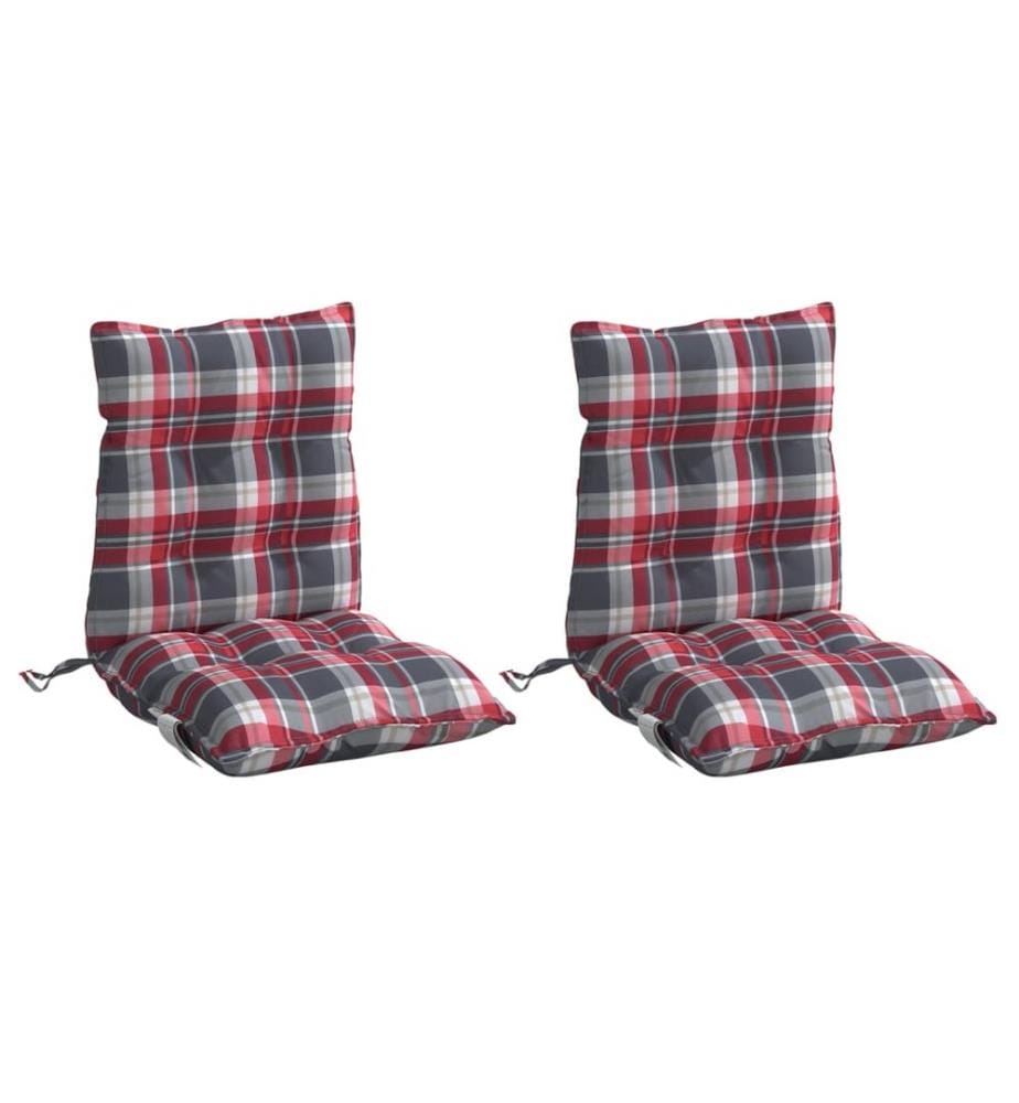 Coussins de chaise à dossier bas lot de 2 motif carreaux rouge