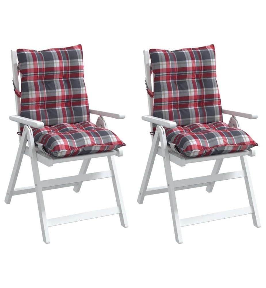 Coussins de chaise à dossier bas lot de 2 motif carreaux rouge