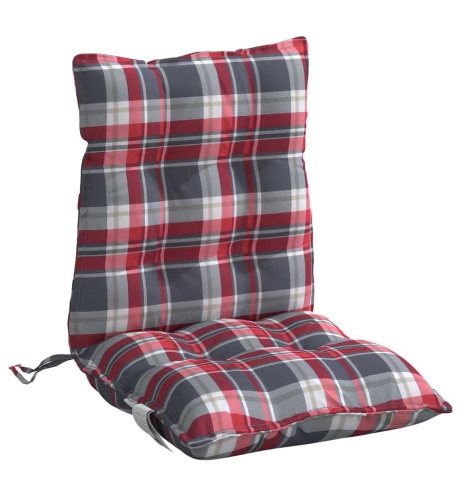 Coussins de chaise à dossier bas lot de 2 motif carreaux rouge