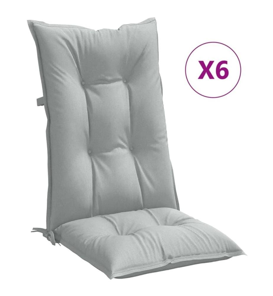 Coussins de chaise à dossier haut lot de 6 gris clair mélangé