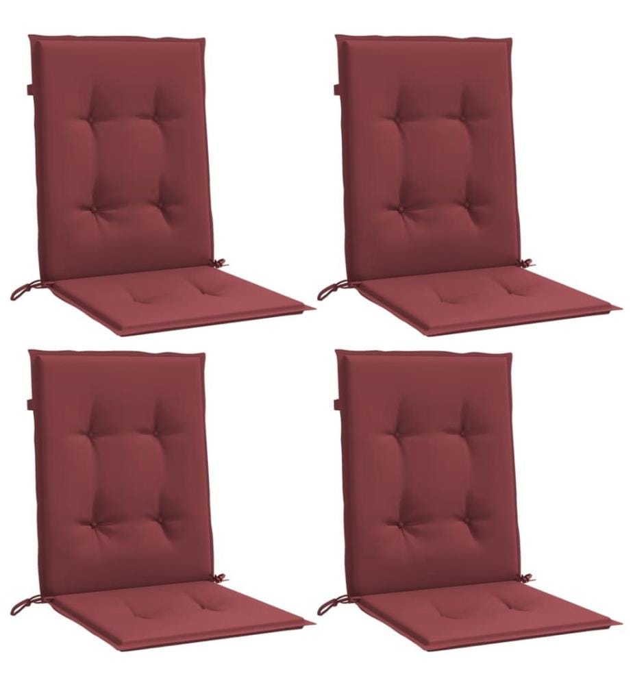 Coussins de chaise dossier bas lot de 4 rouge bordeaux mélangé