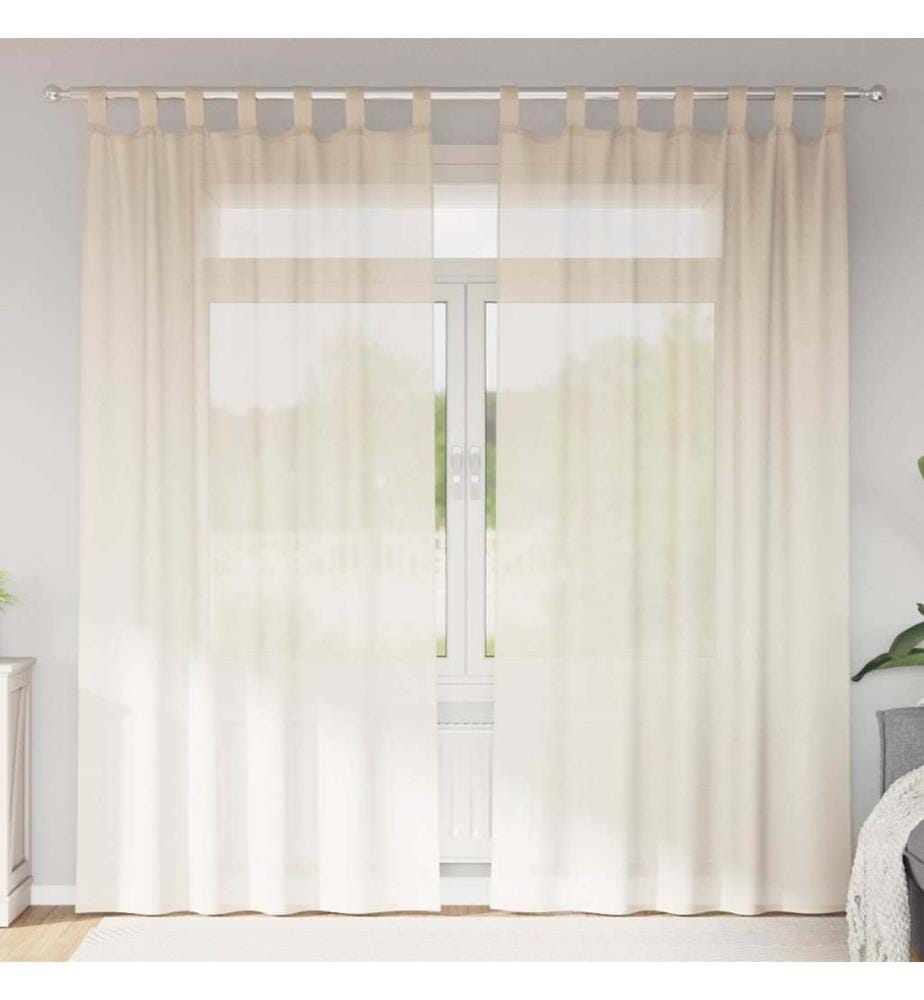 Voile Vorhänge mit Lasche 2 Stk. Creme