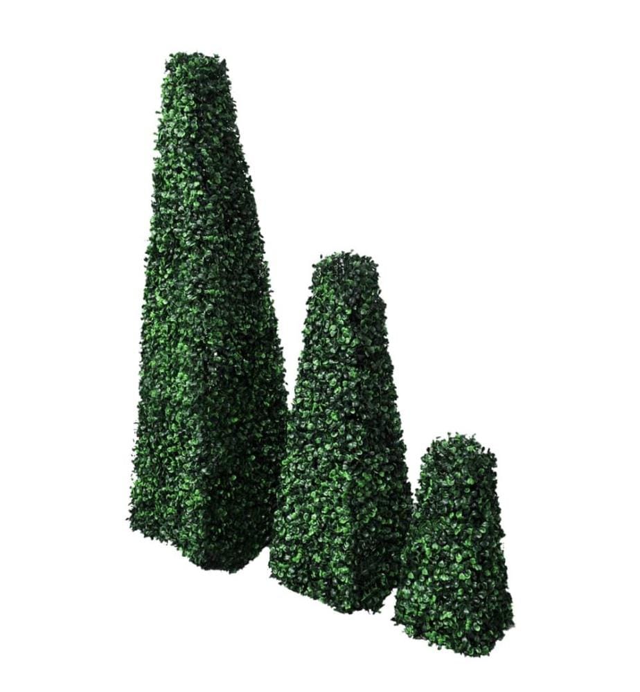 Buchsbaum-Set 3 tlg. Künstlich Formschnitt Pyramide