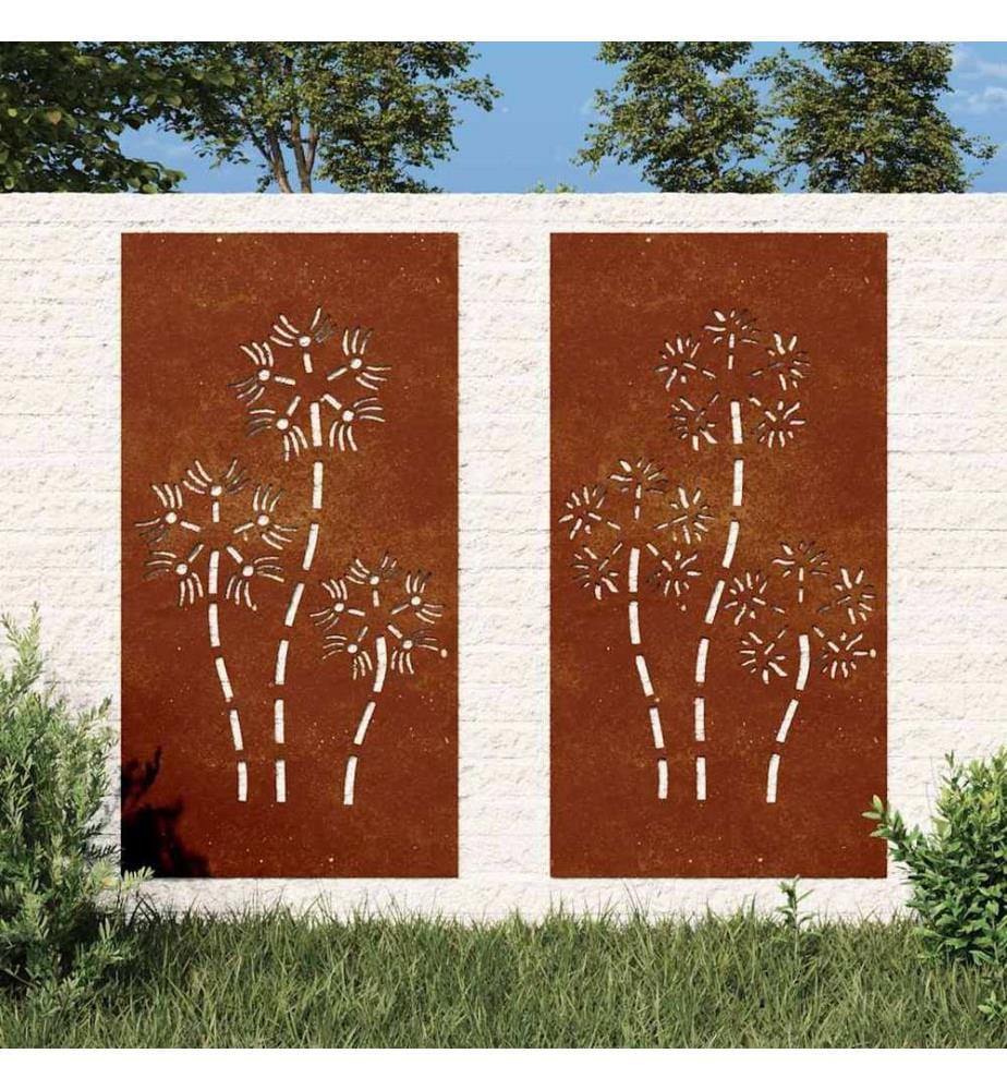 Décorations murales de jardin 2pcs 105x55 cm design de fleur