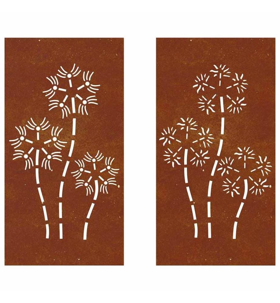 Décorations murales de jardin 2pcs 105x55 cm design de fleur