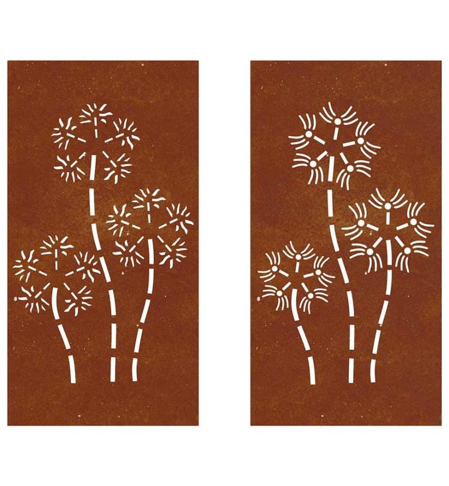 Décorations murales de jardin 2pcs 105x55 cm design de fleur
