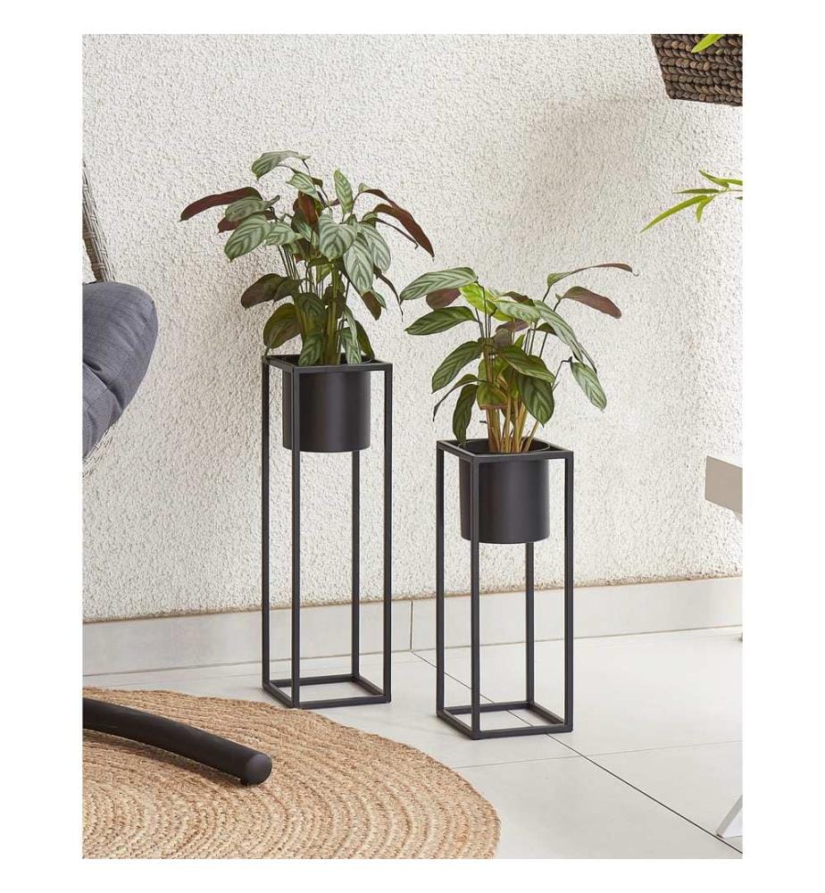 Cache-pot sur pied IDRA Métal 15 cm Noir