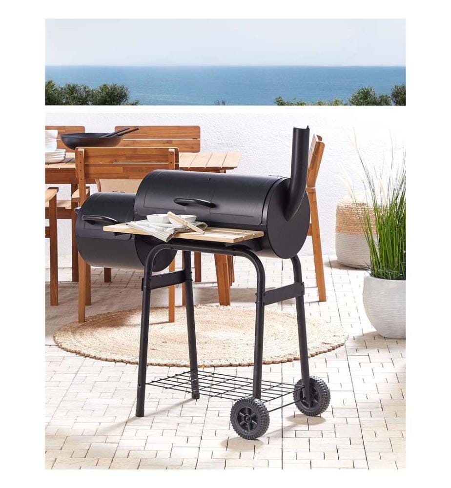 Barbecue a carbonella SATAH con affumicatore Metallo Nero
