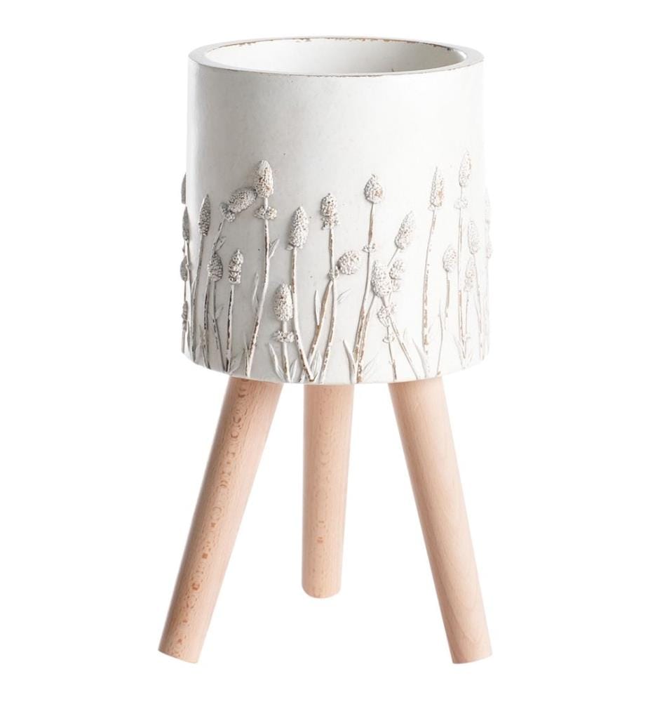 Cache-pot sur pied JANINA 24 cm Blanc cassé