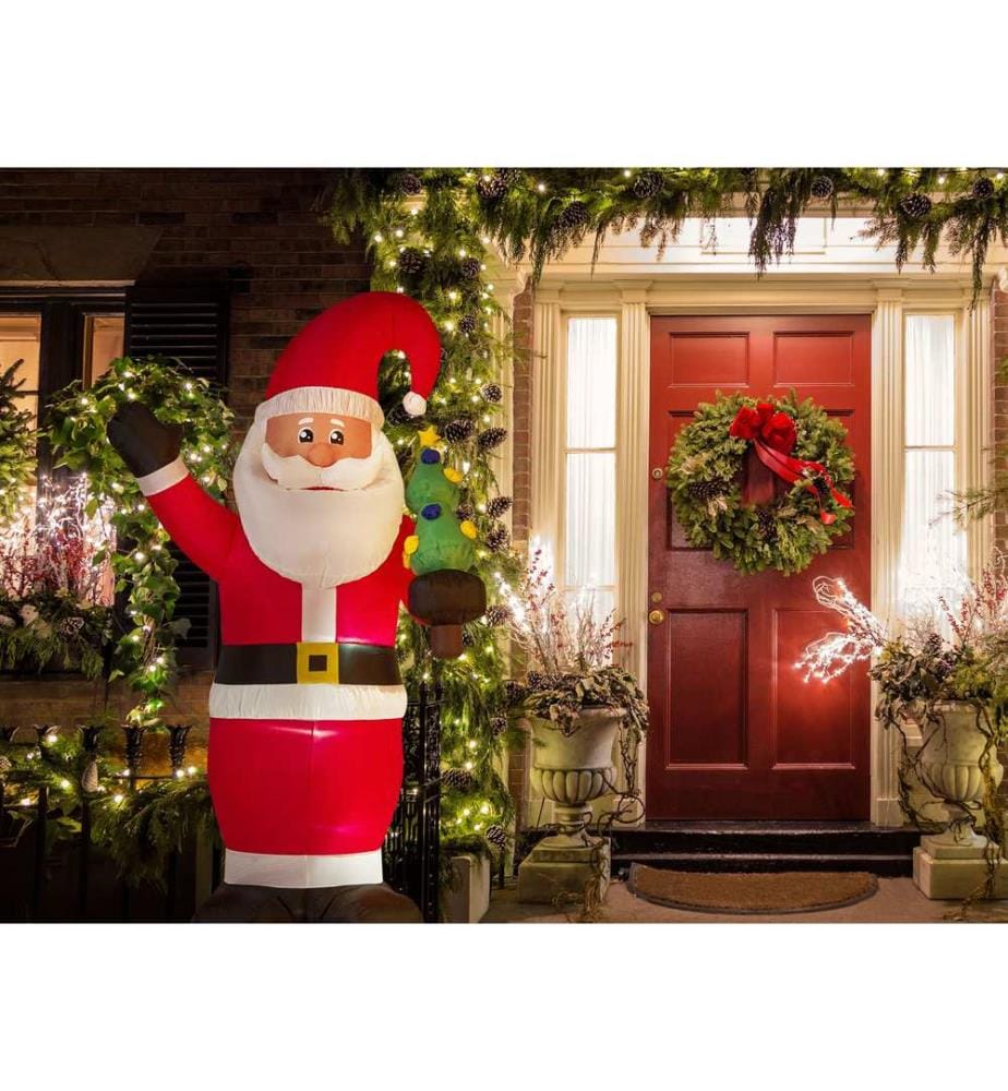 Decorazione gonfiabile per esterni LED IVALO Babbo Natale 225 cm Rosso