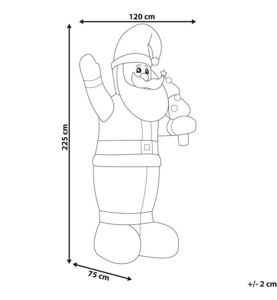 Decorazione gonfiabile per esterni LED IVALO Babbo Natale 225 cm Rosso