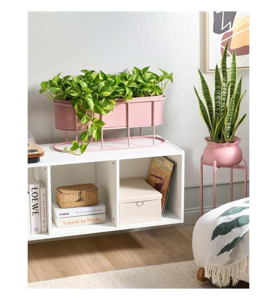 Cache-pot sur pied SUMIRE Métal 64 cm Rose