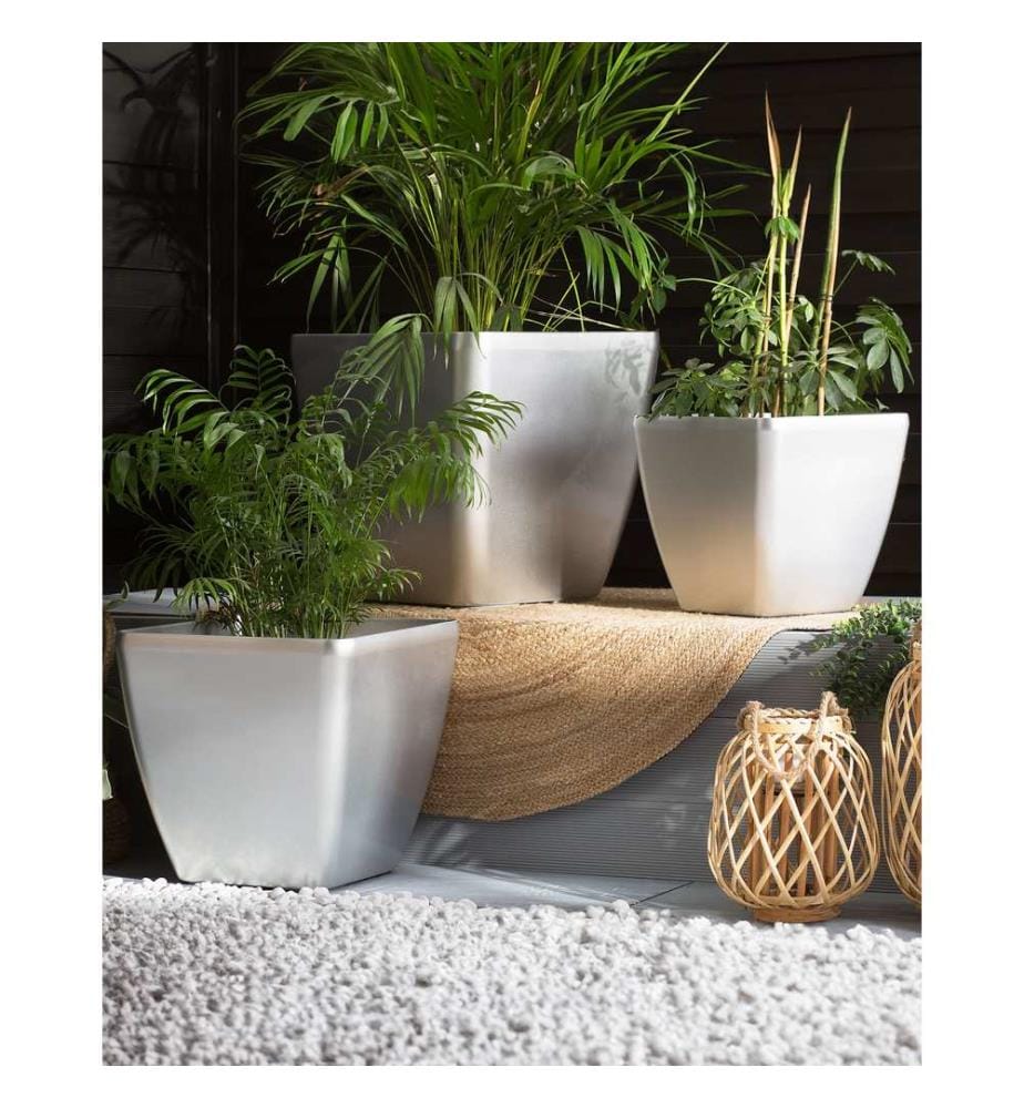 Set mit 2 Blumentöpfen ASTRAS 42 cm Silber