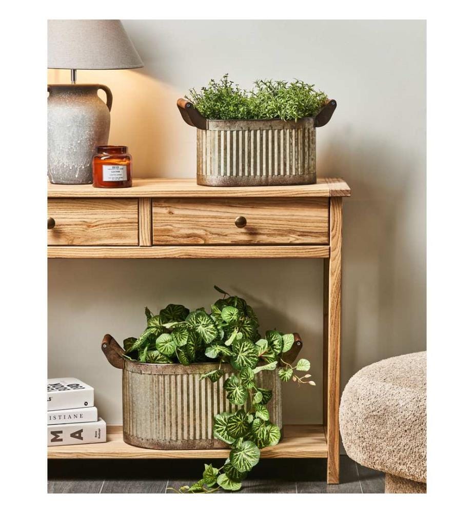 Lot de 2 pots de fleurs TULIPE Métal 31/41 cm Gris