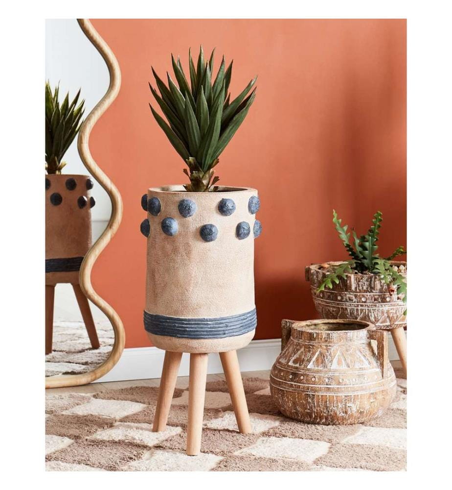 Cache-pot sur pied BLETILLA 27 cm Beige sable