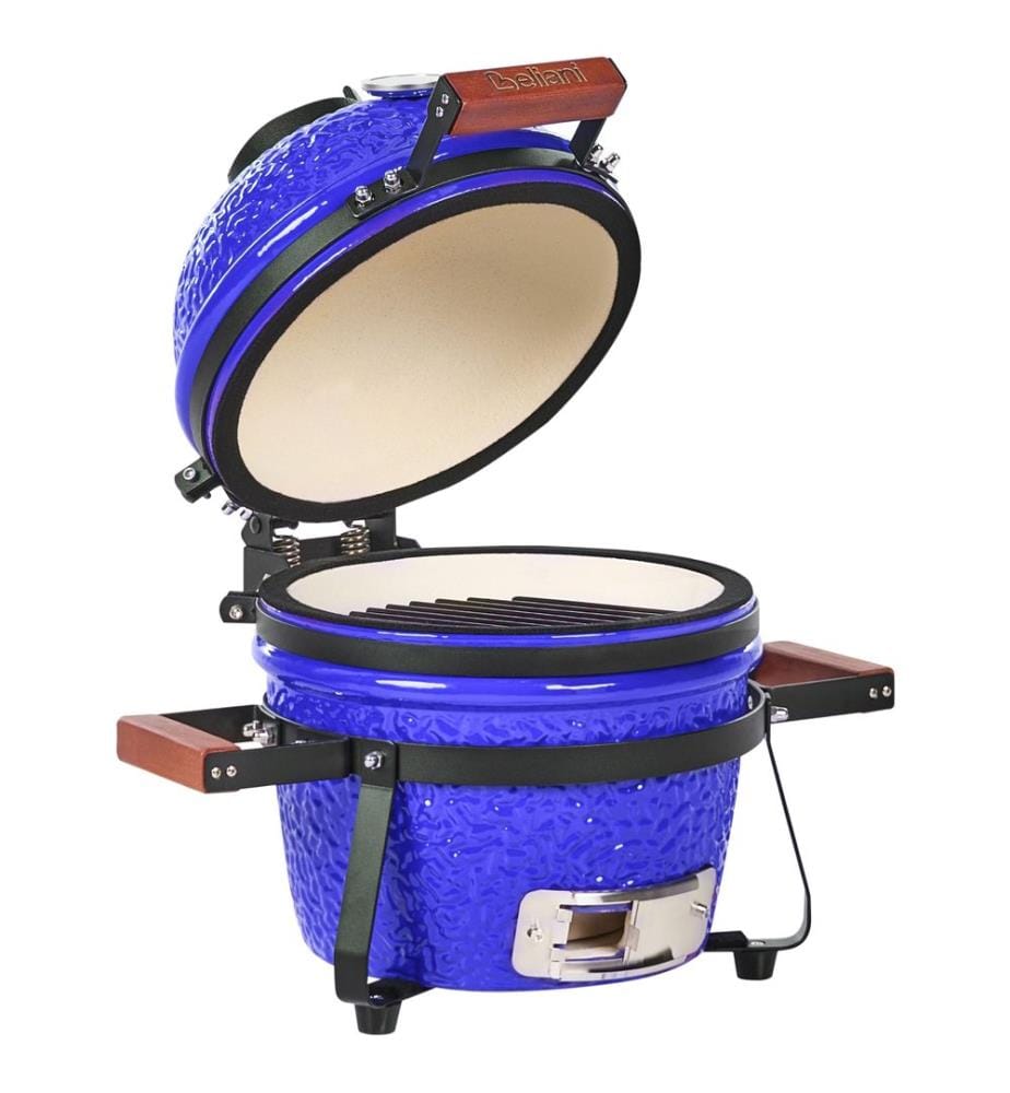 Mini Charcoal BBQ Grill KAMADO Ceramic Blue